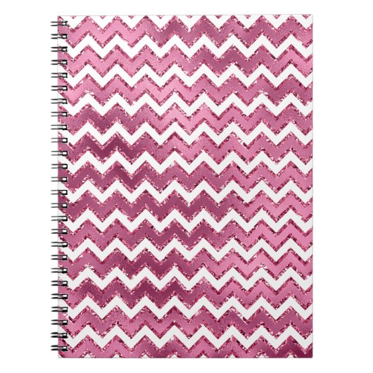 Glam Pink White Zigzag Streifen Notizblock (Vorderseite)