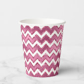 Glam Pink White Zigzag Streifen Pappbecher (Rückseite)