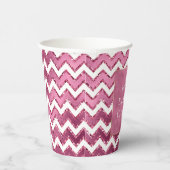 Glam Pink White Zigzag Streifen Pappbecher (Rechts)