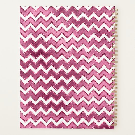 Glam Pink White Zigzag Streifen Planer (Rückseite)