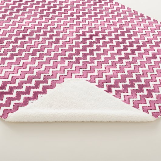 Glam Pink White Zigzag Streifen Sherpadecke (3/4)