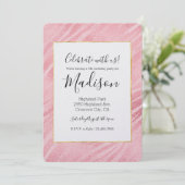 Glam Pink Zebra Print Einladung (Stehend Vorderseite)