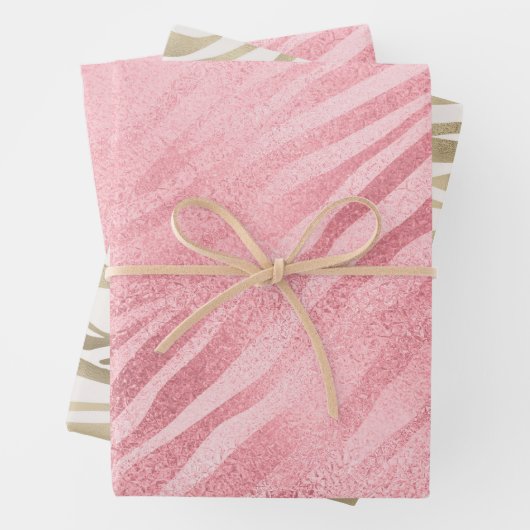 Glam Pink Zebra Print Geschenkpapier Set (Beispiel)