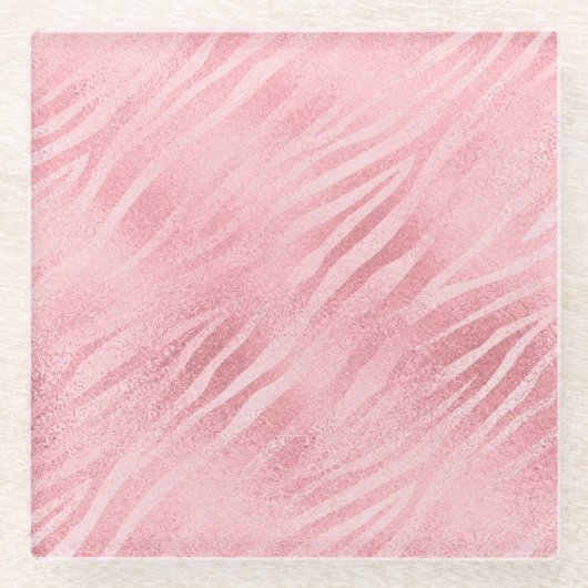Glam Pink Zebra Print Glasuntersetzer (Vorderseite)