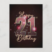 Glam Pinke Schlangenleder-Optik Gold Glitter 21. G Postkarte (Vorderseite)