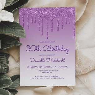 Glam Purple 30. Geburtstagsfeier Einladung
