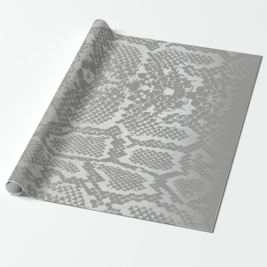Glam Python Snake Safari Skin Silver Gray Geschenkpapier (Ungerollt)