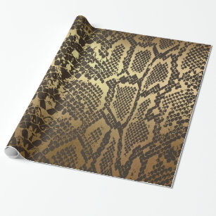 Glam Python Snake Skin Golden Shiny Wrapping Paper Geschenkpapier