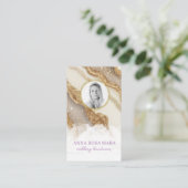 *~* Glam QR Agate Ivory Gold Glitzer FOTO AP66 Visitenkarte (Stehend Vorderseite)