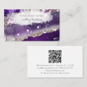 *~* Glam QR Agate Lila Silver Glitzer AP66 Luxe Visitenkarte (Vorne/Hinten)