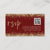 Glam QR Code Gold Glitzer Wedding Burgundy UAWG Begleitkarte (Vorderseite)