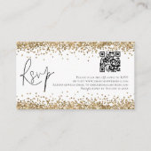 Glam QR Code Gold Glitzer Wedding RSVP Begleitkarte (Vorderseite)