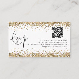 Glam QR Code Gold Glitzer Wedding RSVP Begleitkarte