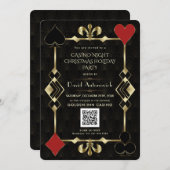 Glam QR Code Vegas Casino Nacht Weihnachtsfeiertag Einladung (Vorne/Hinten)