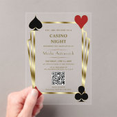 Glam QR Code Vegas Casino Night Man Abschluss Acryleinladungen (Insitu (Handheld))