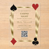 Glam QR Code Vegas Casino Night Man Abschluss Acryleinladungen (Vorderseite)