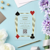 Glam QR Code Vegas Casino Night Man Abschluss Acryleinladungen (In Situ (Hochzeit))