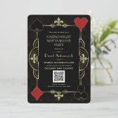 Glam QR Code Vegas Casino Night Silvester Einladung (Stehend Vorderseite)