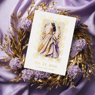 Glam Quinceñera Verzierter Rahmen Folieneinladung