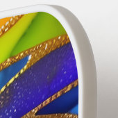 Glam Rainbow Abstrakt Pinwheel Monogram Pickleball Schläger (Linke Seite)