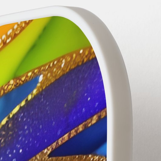 Glam Rainbow Abstrakt Pinwheel Monogram Pickleball Schläger (Linke Seite)