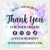 Glam Rainbow Crystal Diamond Vielen Dank, dass Sie Quadratischer Aufkleber (Vorderseite)