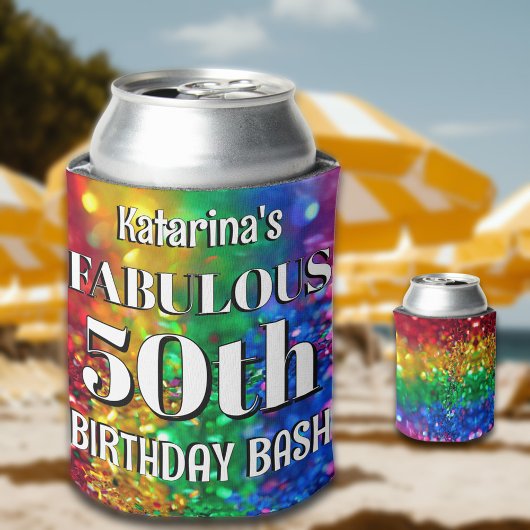 Glam Rainbow Glitter Fabulous 50 Birthday Party Dosenkühler