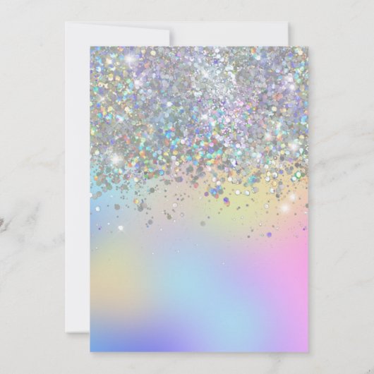 Glam Rainbow Glitzer Foil Pastel Girl 3. Geburtsta Einladung (Rückseite)