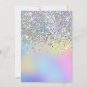 Glam Rainbow Glitzer Foil Pastel Girl 5. Geburtsta Einladung (Rückseite)