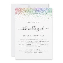 Glam Rainbow Glitzer QR Code Wedding