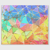 Glam Rainbow Golden Stripes Diamant Wrapping Paper Geschenkpapier (Flach)