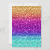 Glam Rainbow Gradient Glitzer Peacock Sweet 16 Einladung (Rückseite)