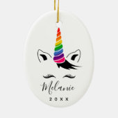 Glam Rainbow Unicorn Keramik Ornament (Hinten)