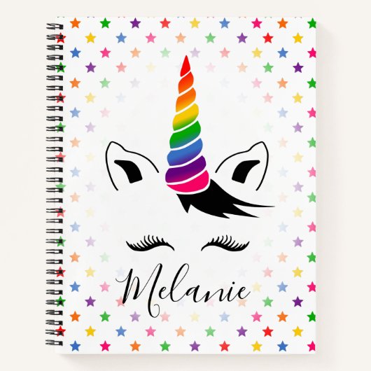 Glam Rainbow Unicorn Notizbuch (Vorderseite)