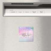 Glam Rainbow Unicorn Ombre Glitzer Pink Monogram Magnet (In Situ (Geschirrspüler))