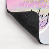 Glam Rainbow Unicorn Ombre Glitzer Pink Monogram Mousepad (Ecke)