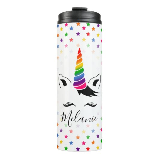 Glam Rainbow Unicorn Thermosbecher (Vorderseite)