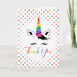 Glam Rainbow Unicorn Vielen Dank Dankeskarte