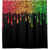 Glam Rasta Rainbow Glitzer Tropfens Black Duschvorhang (Vorderseite)