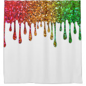 Glam Rasta Rainbow Glitzer Tropfens White Duschvorhang (Vorderseite)