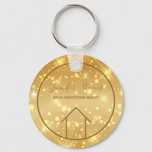 Glam Realtor Chic Custom Real Anwesen Gold Sparkon Schlüsselanhänger (Vorderseite)
