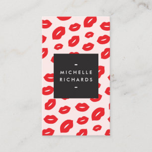 Glam Red and Pink Lip Print for Makeup Artists Visitenkarte