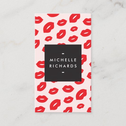 Glam Red and Pink Lip Print for Makeup Artists Visitenkarte (Vorderseite)