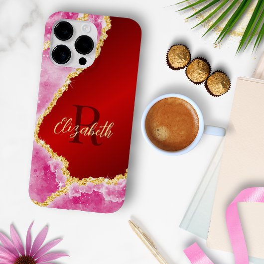 Glam Red and Pink Mit Monogramm Girly Case-Mate iPhone Hülle