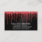 Glam Red Black Metallic Glitzer Tropfen Makeup Visitenkarte (Rückseite)