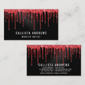 Glam Red Black Metallic Glitzer Tropfen Makeup Visitenkarte (Vorne/Hinten)