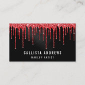 Glam Red Black Metallic Glitzer Tropfen Makeup Visitenkarte (Vorderseite)