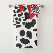 Glam Red Bow-White Leopard Print Black Badhandtuch Set (Insitu)
