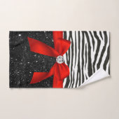 Glam Red Bow-Zebra Print-Black Sparkle Badhandtuch Set (Handtuch)