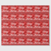 Glam Red Foil Glitzer Frohe Weihnachtskalligraphie Geschenkpapier (Flach)